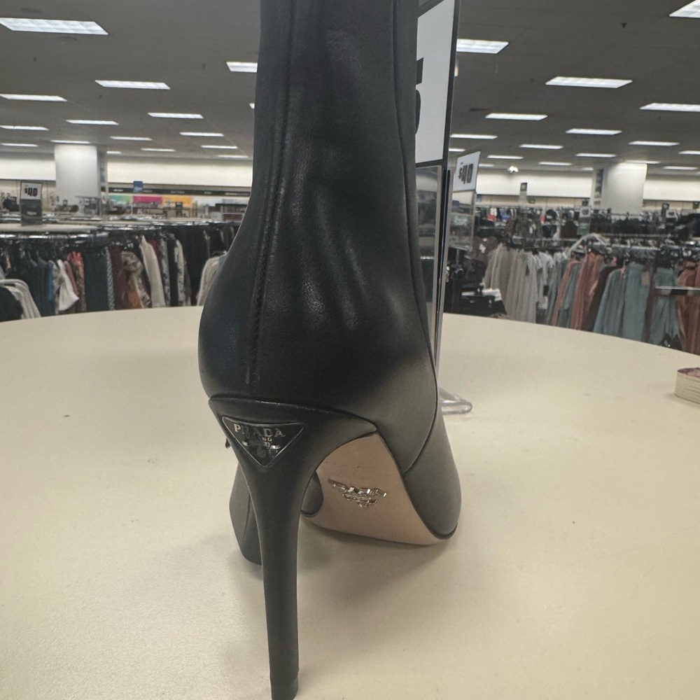 Prada Black Leather Heeled Boots - Picture 2 of 8